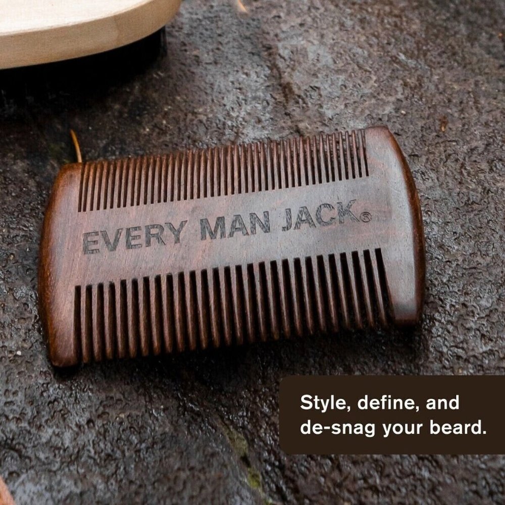 Every Man Jack Woodgrain Duel Tooth Beard Comb Sandalwood